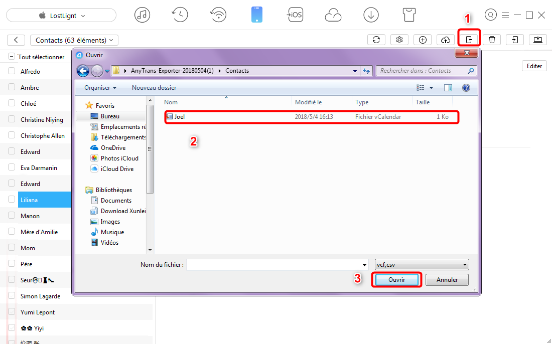 Importer les contacts vCard sur iPhone rapidement – étape 2