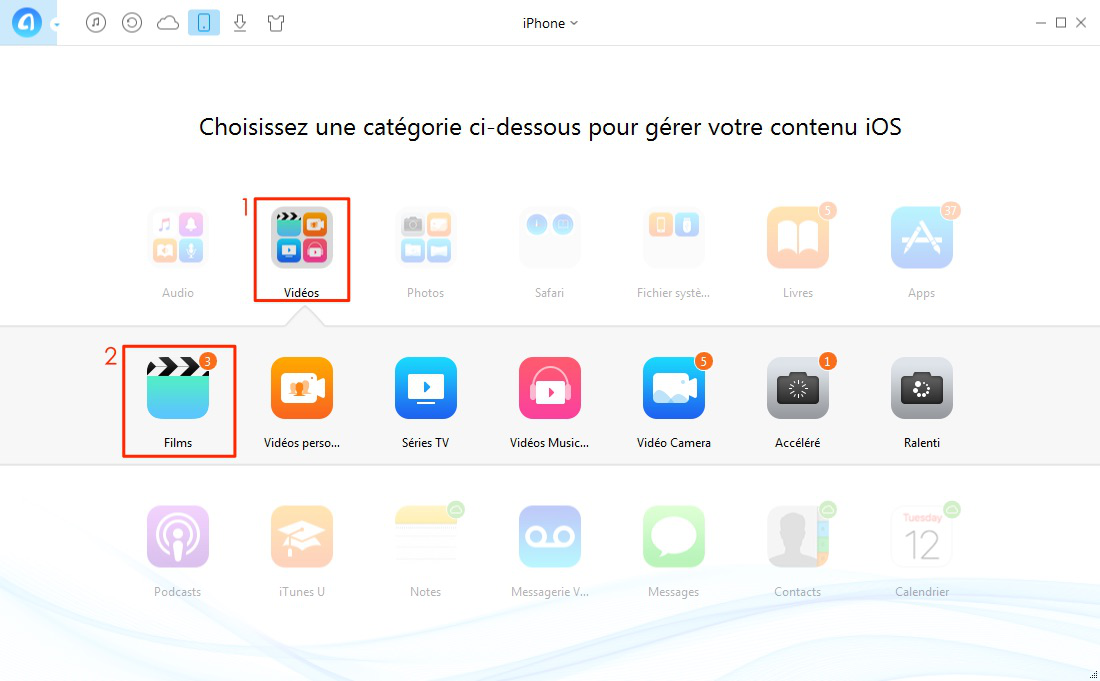 Comment importer les vidéos d'iPhone vers Windows 7/8/10 – étape 2