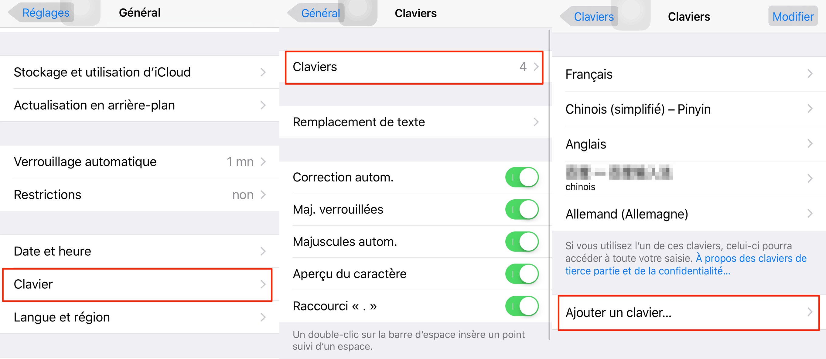 Ajouter un clavier sur iPhone/iPad