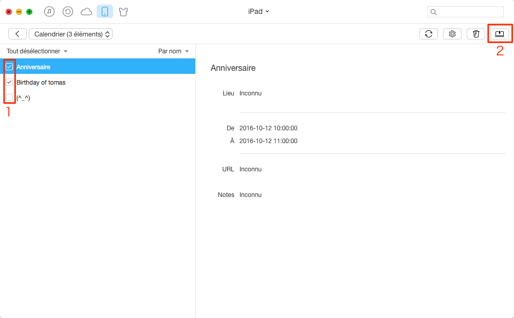 Comment imprimer les éléments de Calendrier depuis iPad – étape 4