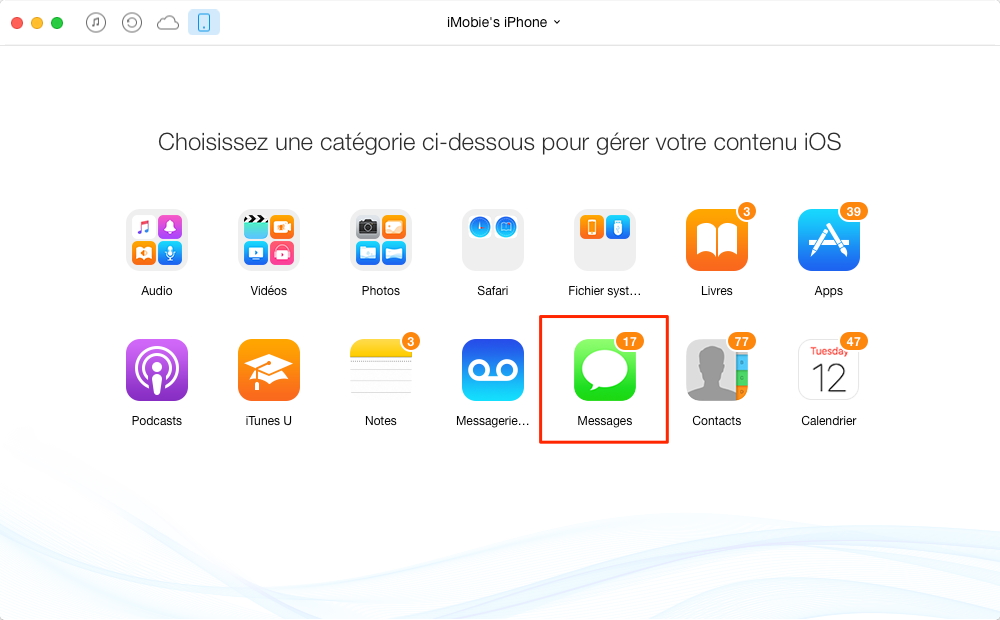 Transférer SMS de l’iPhone vers l’ordinateur – étape 2