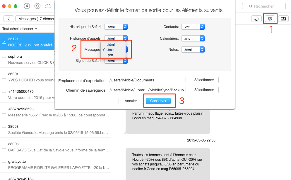 Imprimer SMS avec toute facilité – étape 4