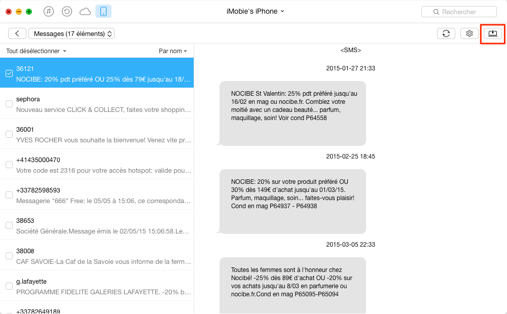 Transférer SMS de l’iPhone vers l’ordinateur – étape 2