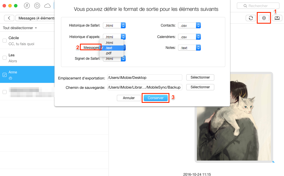 Comment imprimer les messages iPhone 7 (Plus) – étape 3
