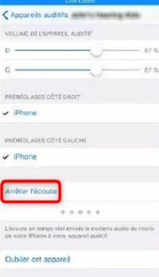 Désactivation l’aide auditive
