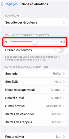 Réglage du niveau de volume