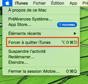 Forcer à quitter iTunes sous Mac