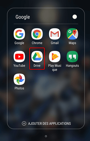 Lancement de Google Drive sur le téléphone Samsung 
