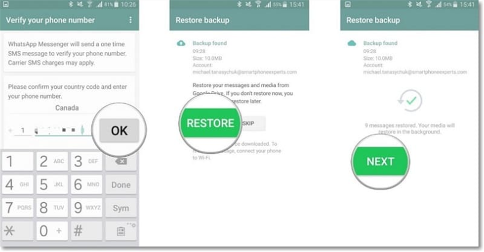 Restaurer la sauvegarde WhatsApp Google Drive