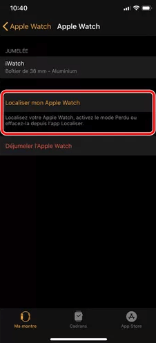 Localiser mon Apple Watch
