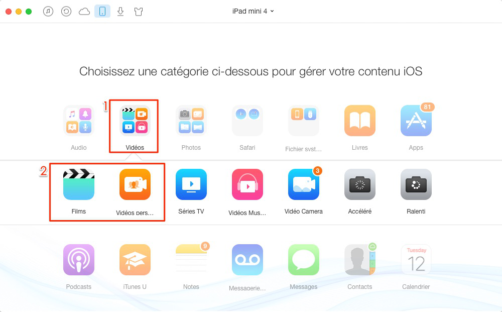 Mettre un film sur iPad sans iTunes – étape 2