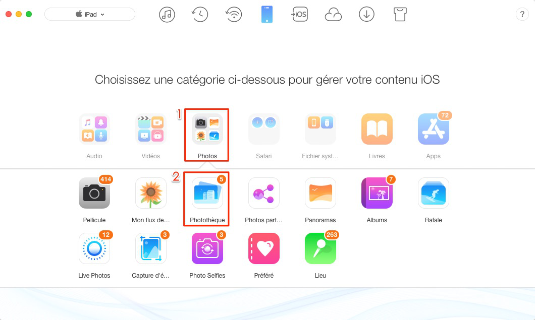 Mettre facilement les photos sur iPad – étape 2