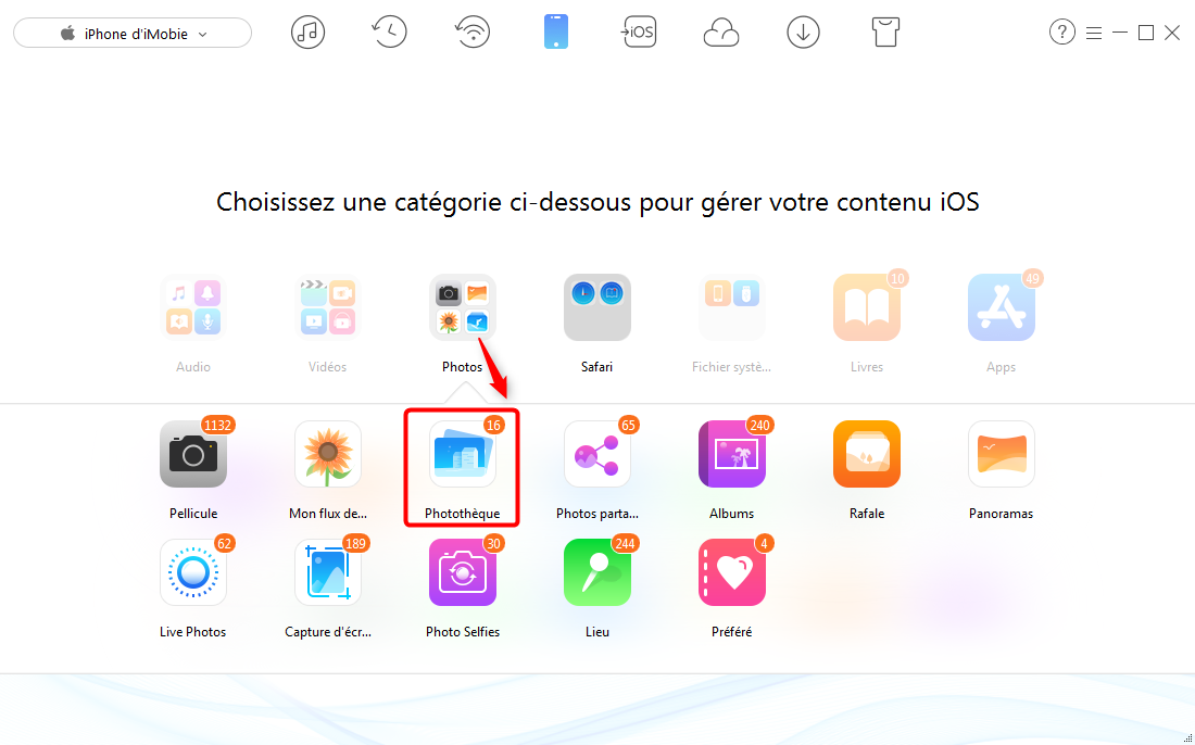 Comment ajouter des photos sur iPhone 7 depuis PC – étape 2