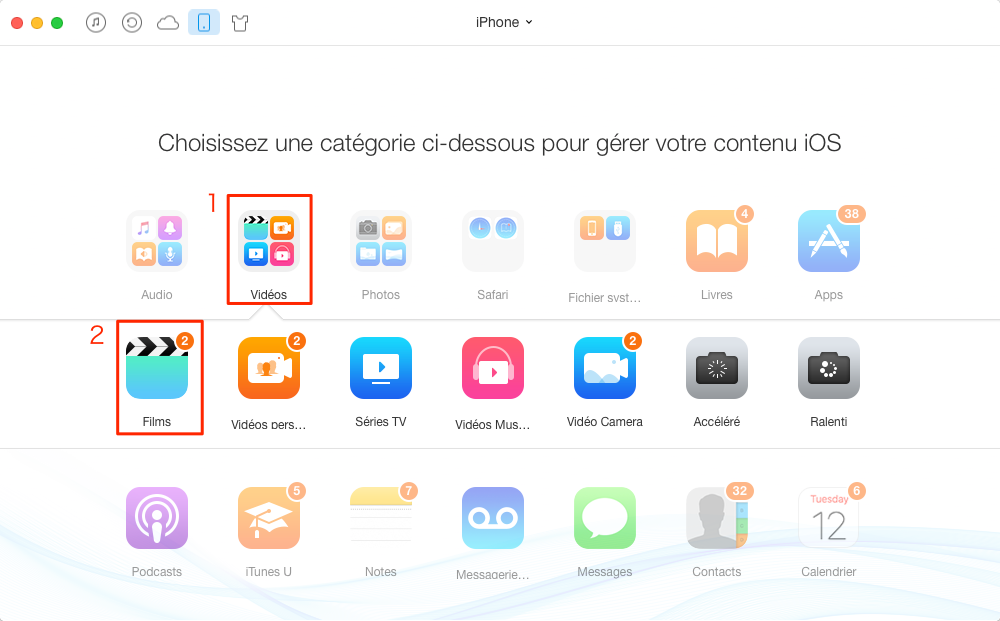 Ajouter un film sur iPhone 7 – étape 3