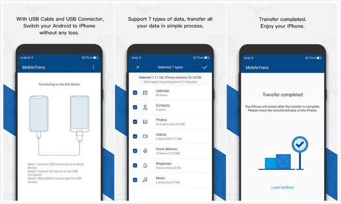 MobileTrans - Copy Data to iOS