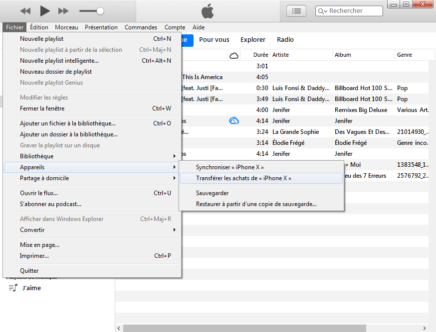 Copier la musique iPhone vers PC