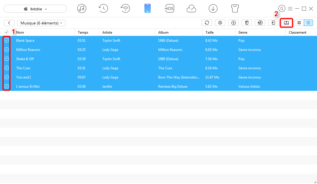 Extraire musique iPhone 4/5/6/7 vers PC – étape 3