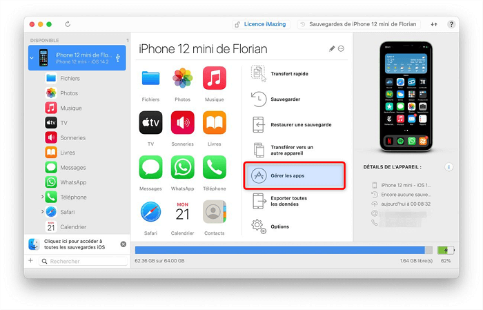Accédez aux applications du mobile