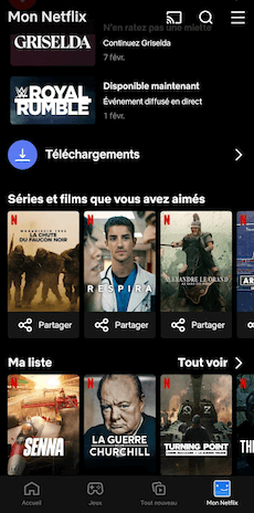 Netflix-Rechercher contenu téléchargeable