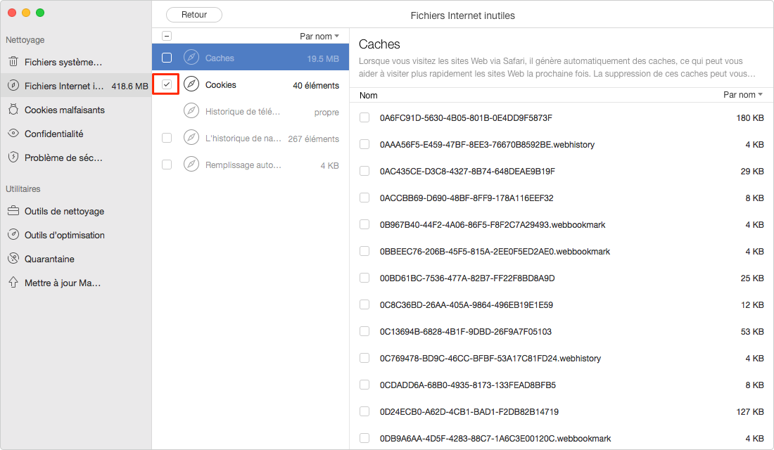 Nettoyer les cookies sur Mac avec l'aide de MacClean - étape 3