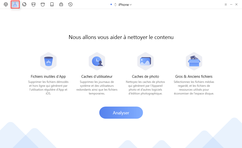 Choisissez Nettoyage rapide pour libérer de la mémoire sur iPhone - étape 1