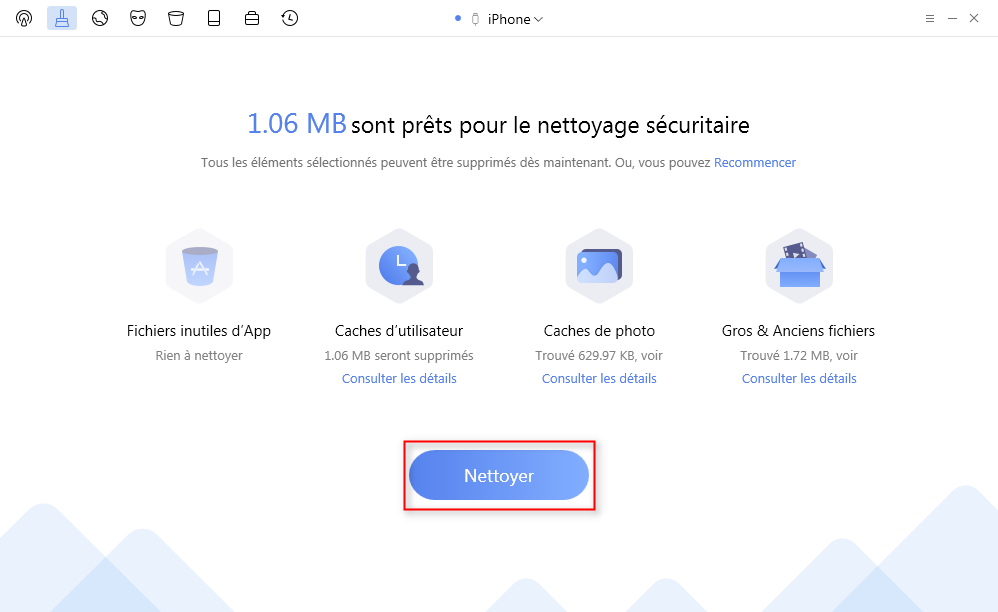 Libérez de la mémoire sur iPhone/iPad/iPod - étape 3