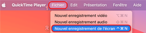 Nouvel enregistrement de l'écran de QuickTime Player