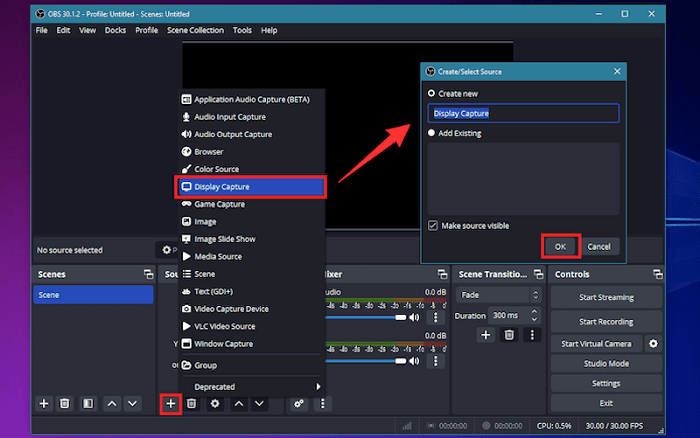 Capture d'écran sur OBS Studio