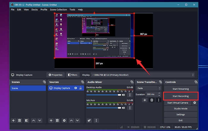 Lancer l'enregistrement sur OBS Studio