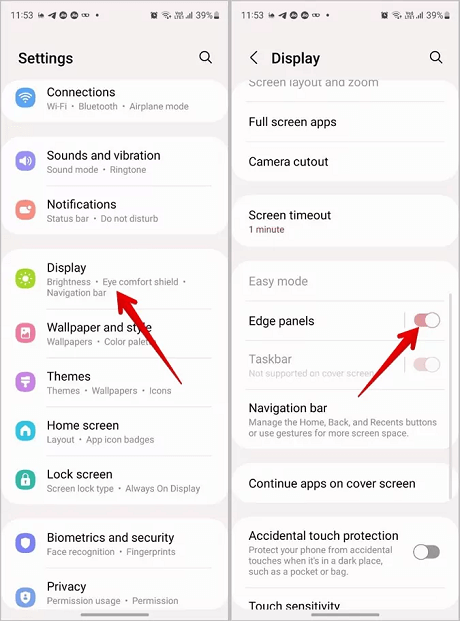 Activer le panneau Edge