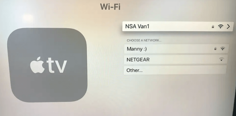 Paramètres Wi-Fi de l'Apple TV