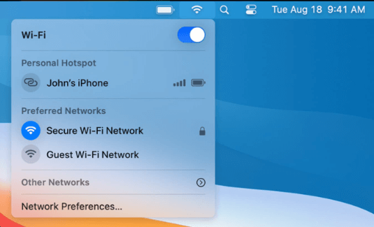 Paramètres Wi-Fi macOS