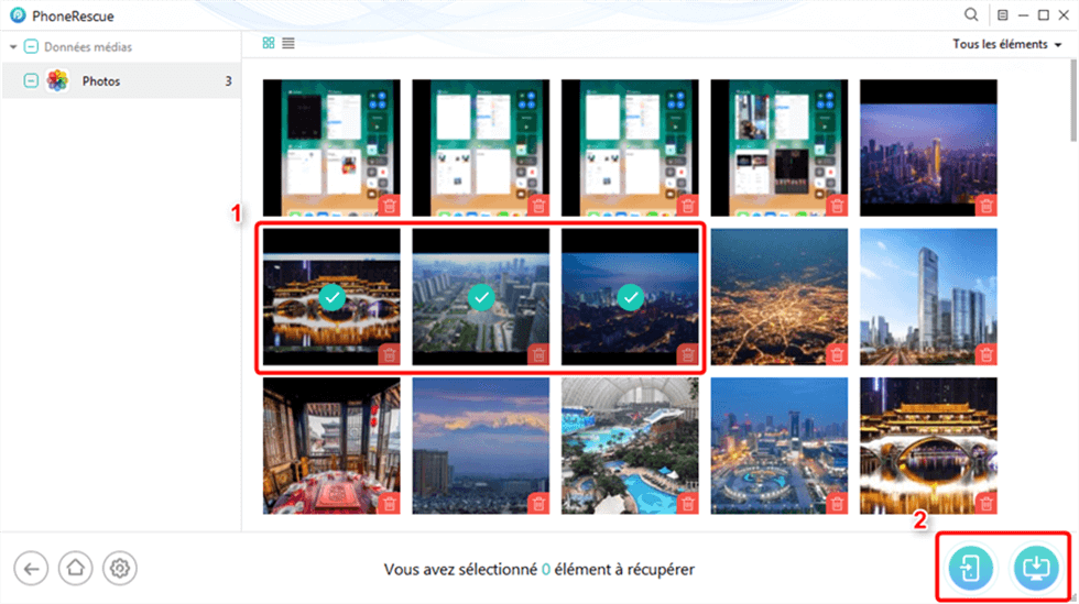 Sélectionnez des photos à récupérer