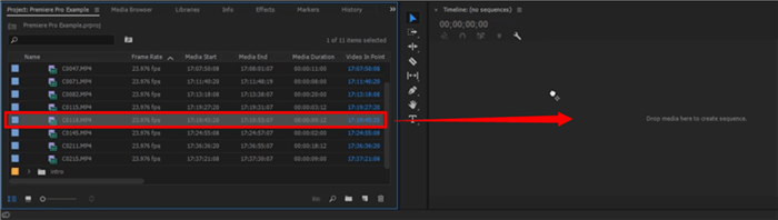 Faites glisser la vidéo originale dans Premiere Pro