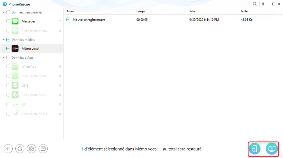 Restaurer message vocal