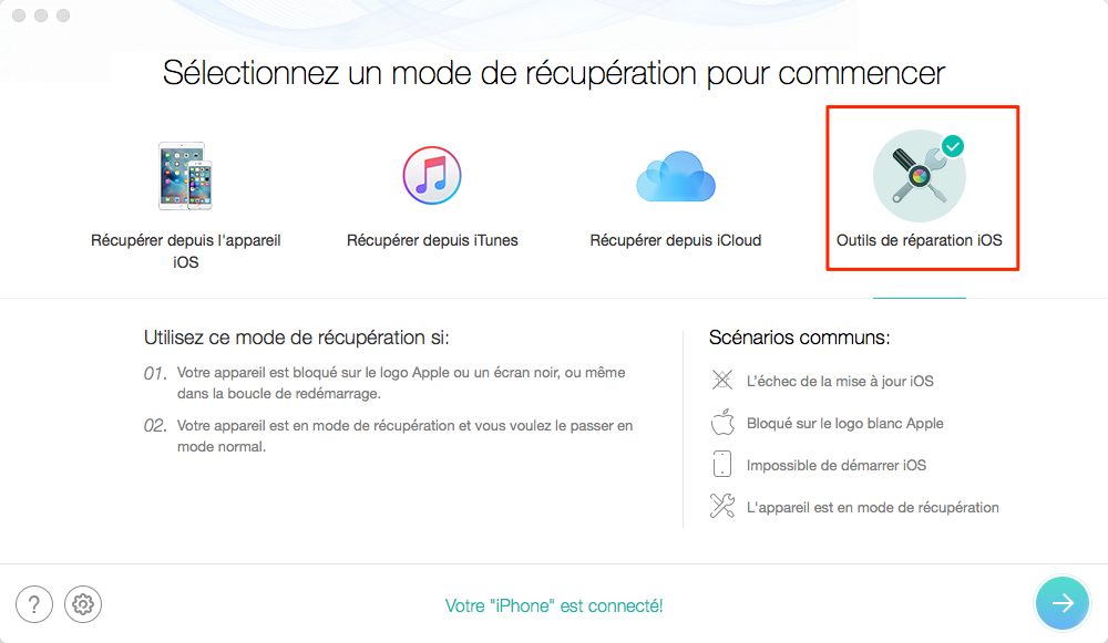 Récupérer iPhone avec PhoneRescue