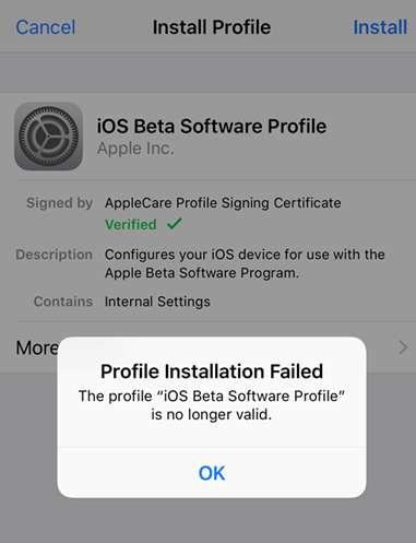 iOS 12/12.1.1 : Une erreur s'est produite lors de l'installation