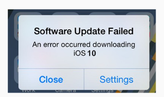 Problèmes d'iOS 10 - Mise à jour du logiciel a échoué