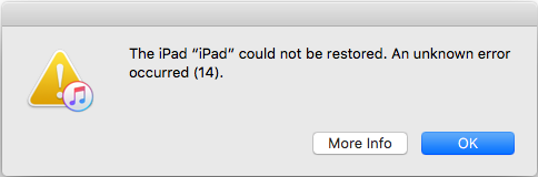 Problème d'iOS 10 - Erreur 14 iTunes