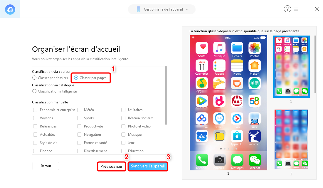 Organiser tous les icônes iPhone d'une manière intelligente - étape 3