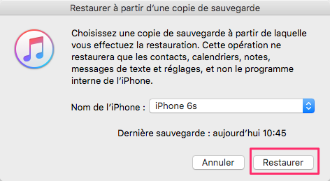 Comment restaurer les contacts depuis une sauvegarde iTunes