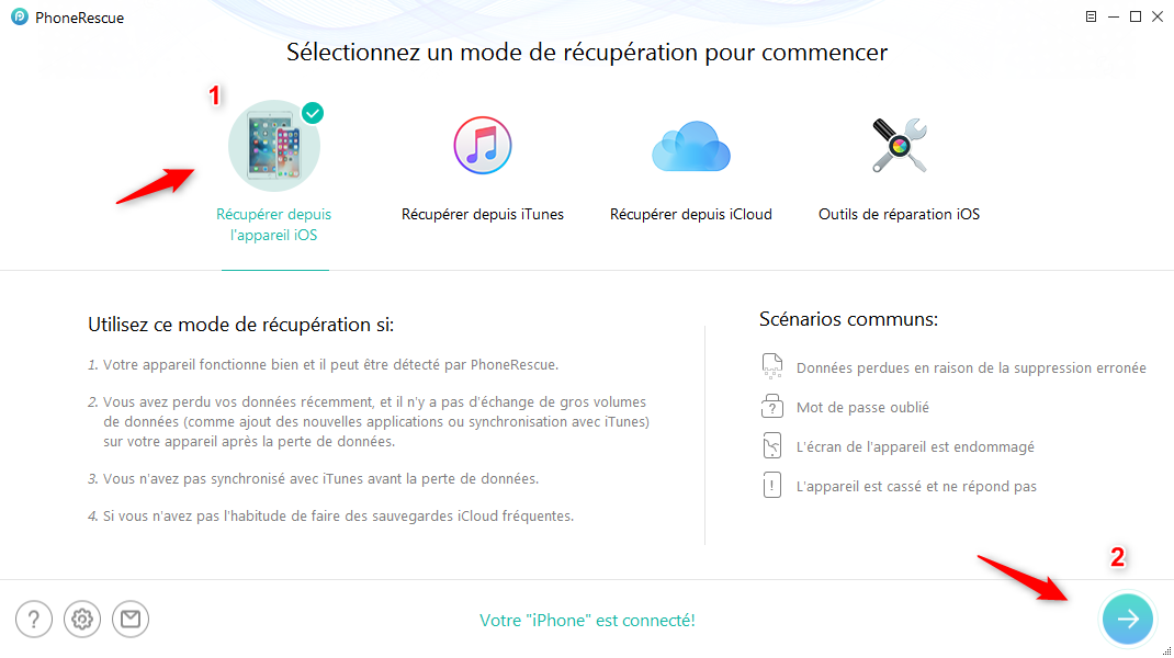 Comment restaurer contacts iPhone sans iTunes - étape 1