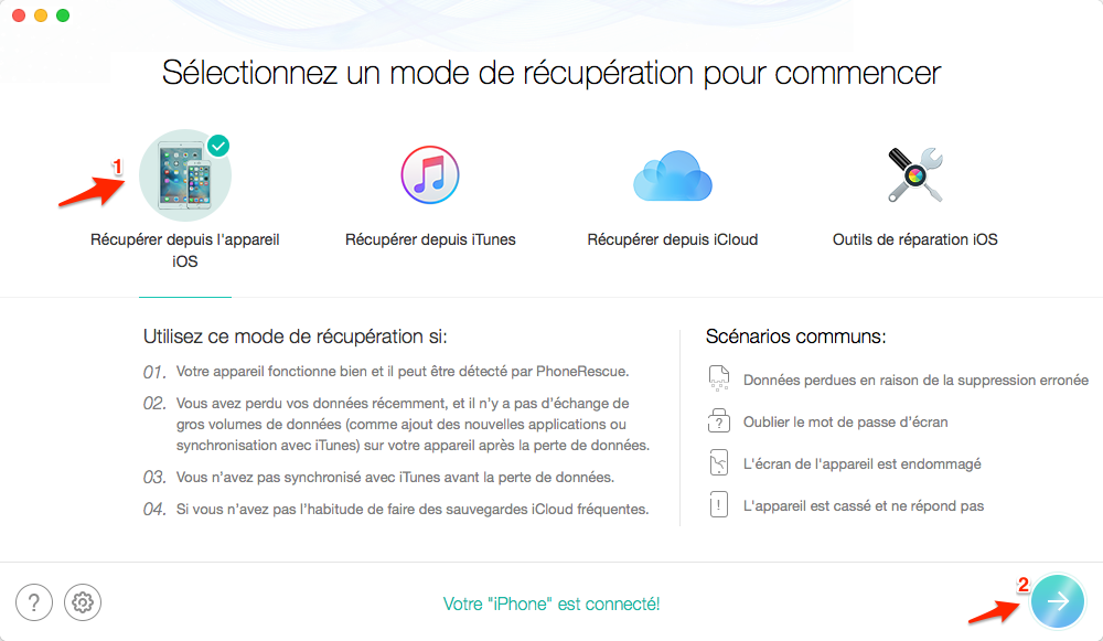 Comment récupérer contacts perdu iPhone 7 avec – étape 1