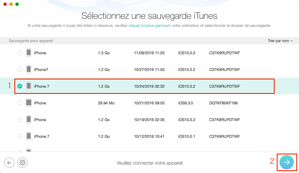 Comment récupérer les conversations de WhatsApp depuis iTunes – étape 2