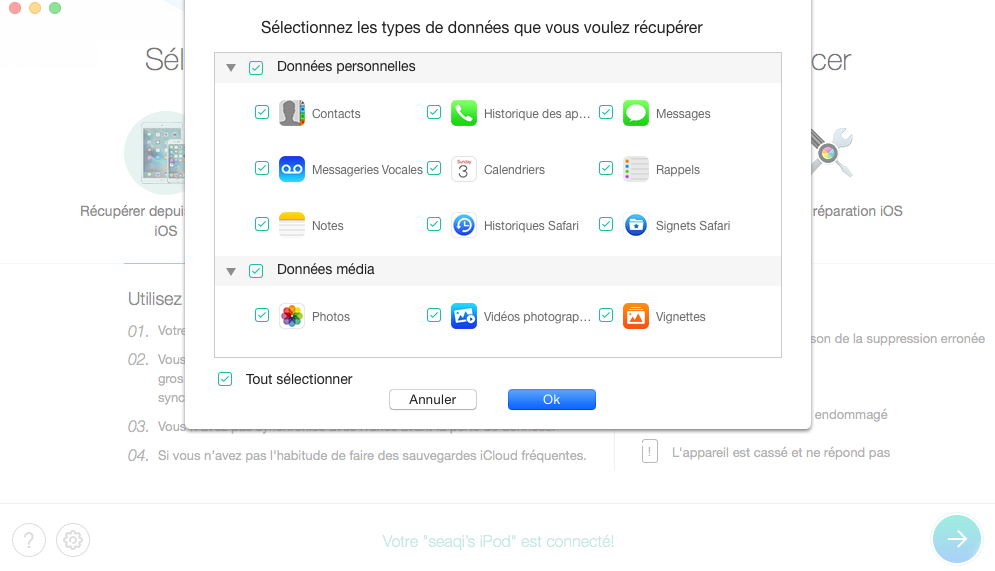 Récupérer les conversations de WhatsApp depuis sauvegarde iTunes – étape 3