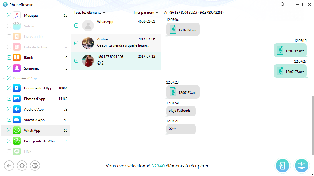 Récupérer les messages WhatsApp depuis iTunes – étape 4