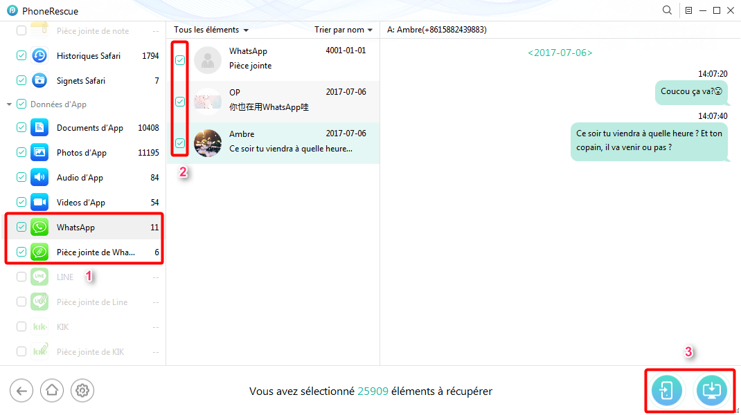 Récupérer l'historique de chat WhatsApp sur iPhone – étape 3