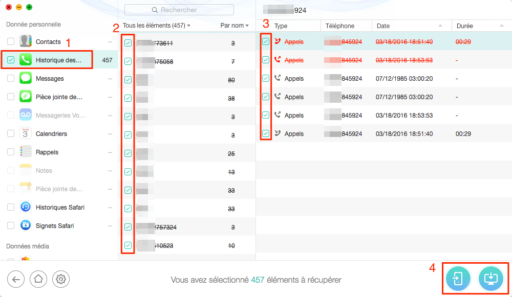 Récupérer l'historique des appels iPhone depuis iCloud – étape 4