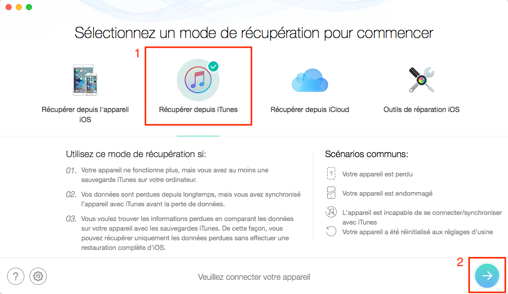 Récupérer l'historique Safari depuis iTunes – étape 2