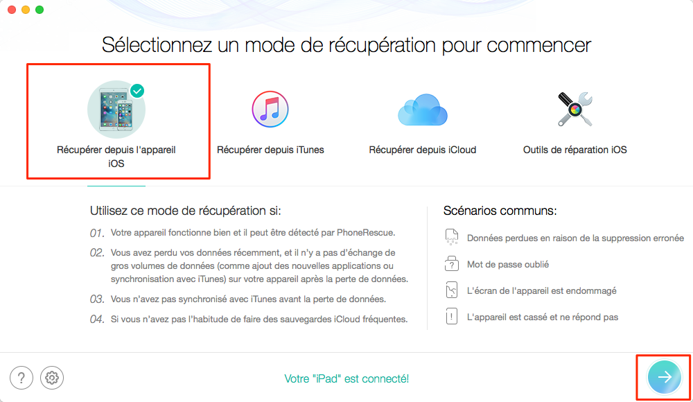 Comment récupérer les livres depuis iPad – étape 2